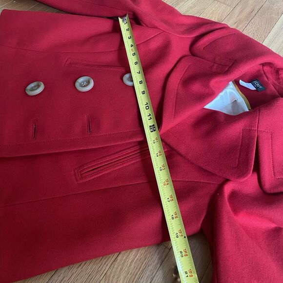 J.Crew Womens Coat Peacoat Red Cropped Wool Blend Size 6 EUC Button Up lined - Picture 11 of 13